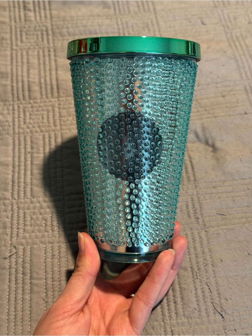 Grande Starbucks Teal Studded Rhinestone Tumbler with Metallic Lid